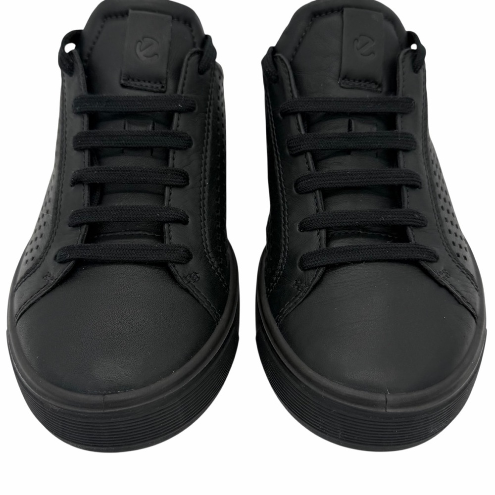 Ecco Street Tray Leather Perforated Black Sneakers - Picture 3 of 16